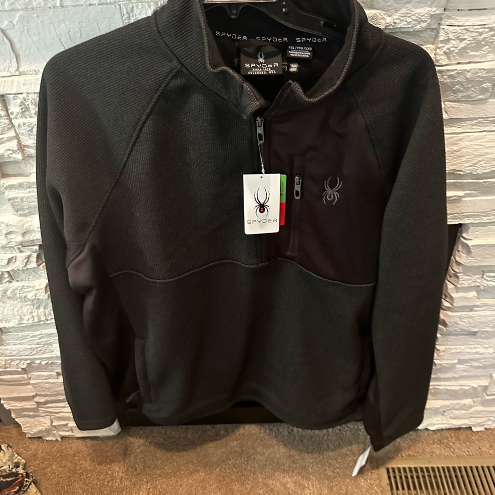 NWT Spyder Men's Black 1/4 Zip Pullover